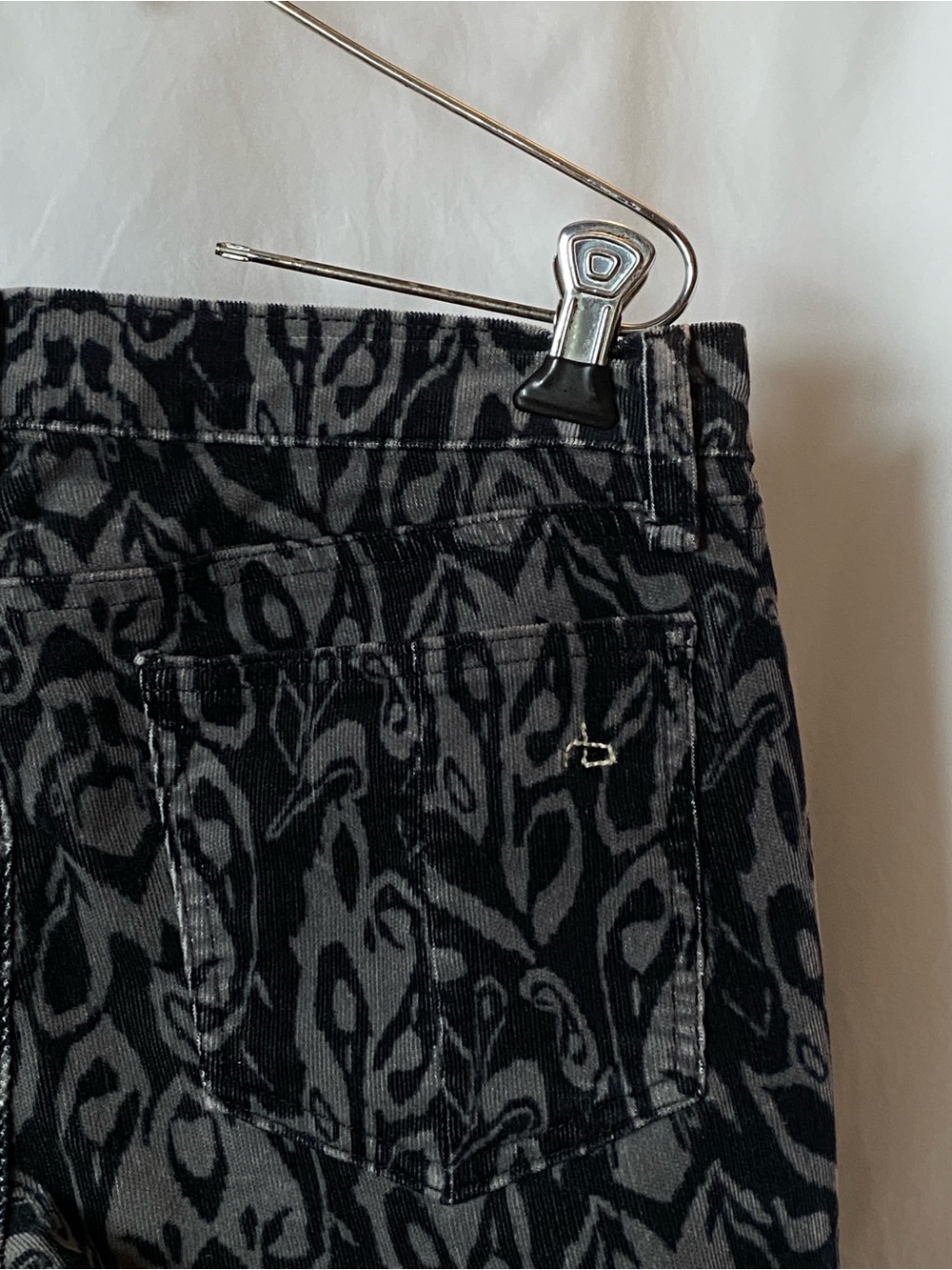 Black & Gray Animal Print Corduroy Skirt